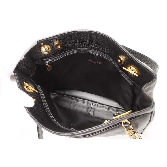 Chanel Chain Shoulder Caviar Skin Black Gold Shoulder Bag - Picture 3 of 5